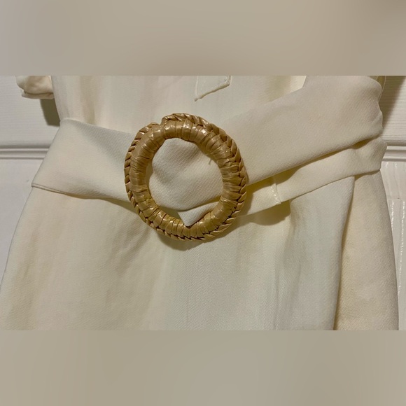 NWOT Mine | Cream Belted Button-Front Mini Dress - Size M - Picture 3 of 7